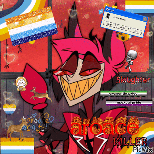 a picture of a cartoon character with the word slaughter on the bottom