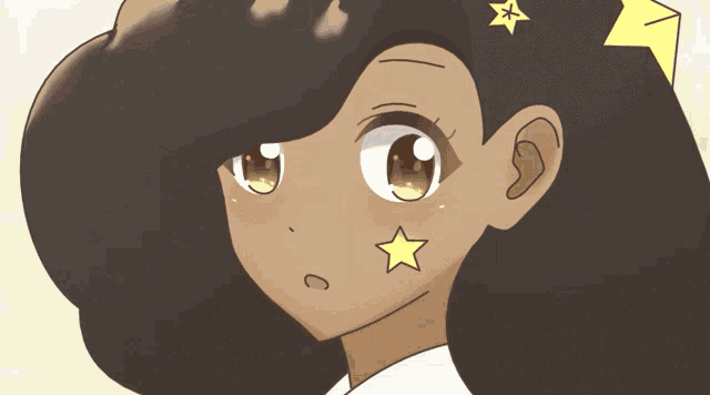 a drawing of a girl with a star on her face