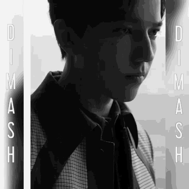 a black and white photo of a young man with the word mash on the bottom right