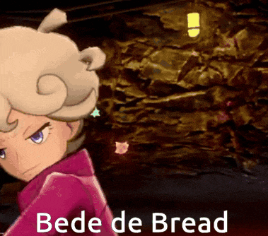 a cartoon character with the words bede de bread written below it