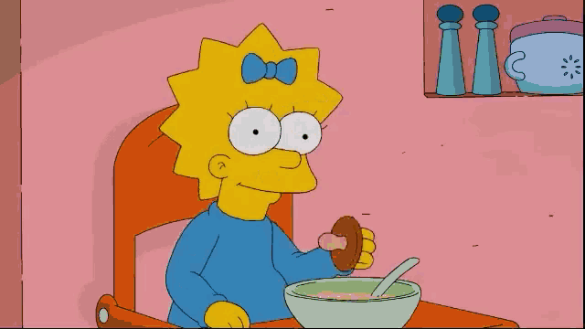 a cartoon of homer simpson sitting at a table with a mug that says sober