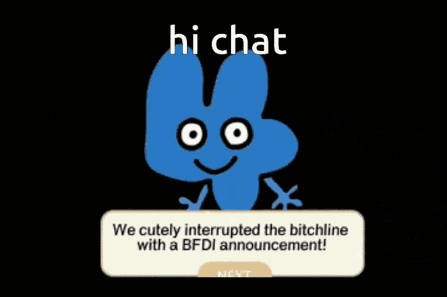 a cartoon character with the words hi chat on it