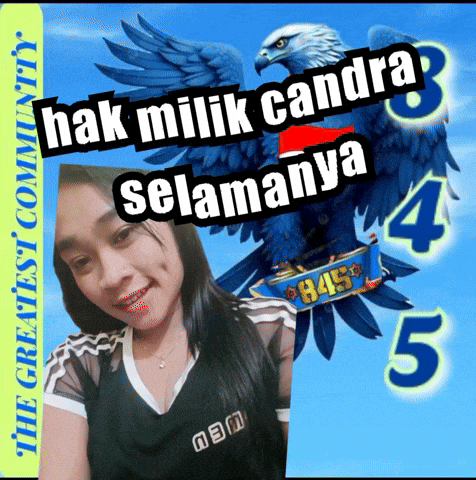 a picture of a girl with the words hak milik candra selamanya on it