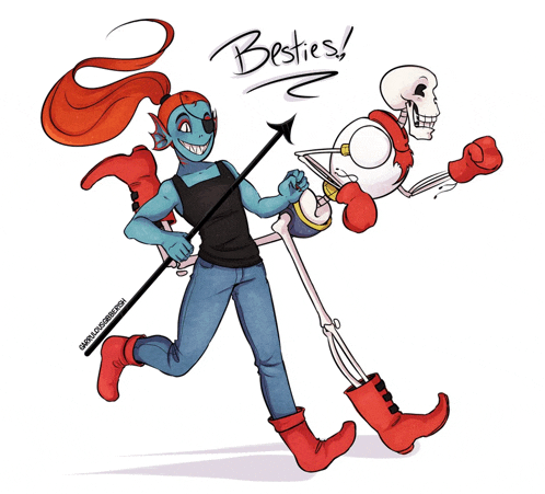 a drawing of a girl and a skeleton with the words " besties " written on the bottom