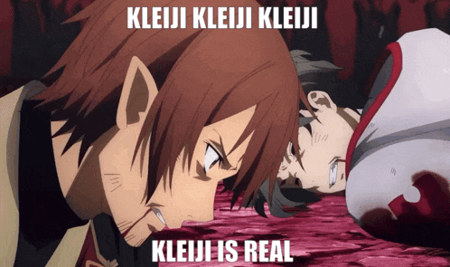 a picture of two anime characters with the caption " kleiji kleiji kleiji "