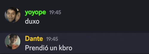 a screenshot of a conversation between yoyope and dante
