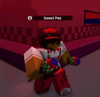 a cartoon character with the name sweet pea on the corner