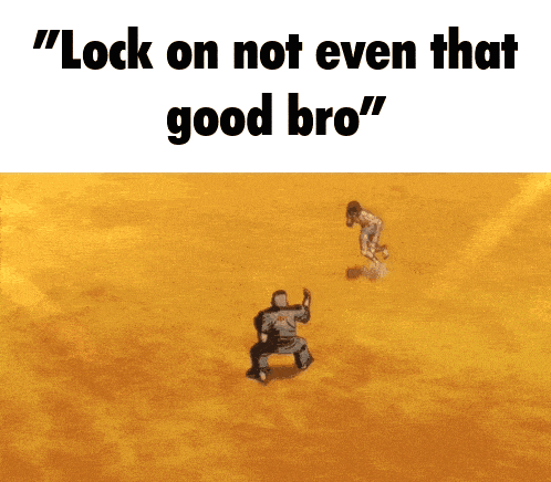 a meme that says " lock on not even that good bro " on it