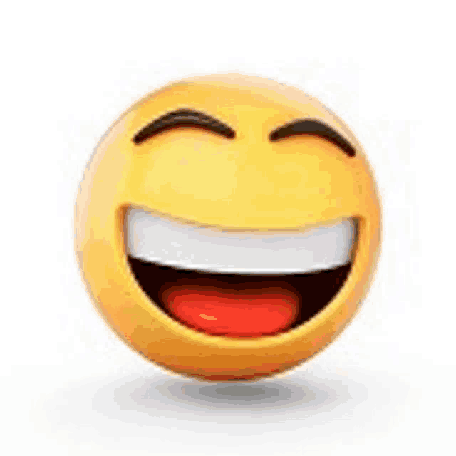 a yellow smiley face with its eyes closed and its tongue hanging out on a white background .