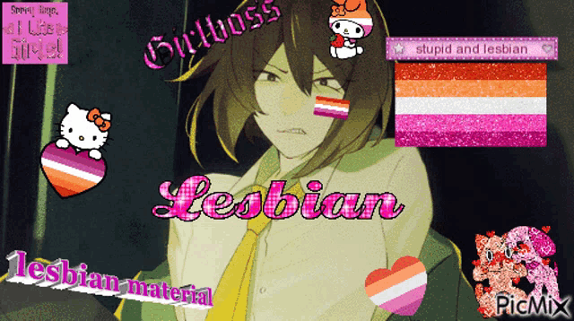 a picture of a girl with the word lesbian written on it
