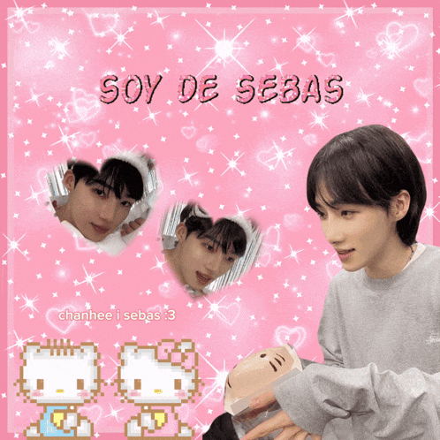 a pink background with the words soy de sebas on top