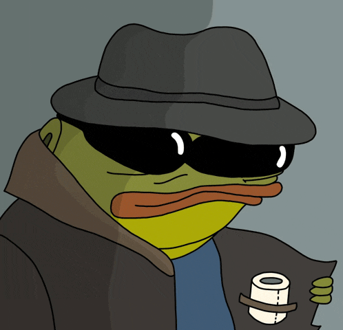a cartoon of a frog wearing sunglasses and a hat holding a roll of toilet paper