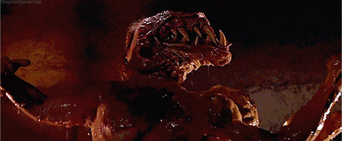 a close up of a monster in a dark room with the hashtag #inspiredbymardie