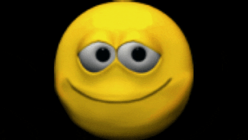 a yellow smiley face with big eyes and a smiling face