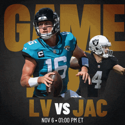 a poster for a football game between the jaguars and the raiders on nov 6