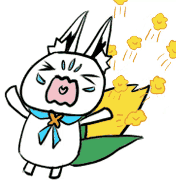 a cartoon drawing of a rabbit with a blue bow tie