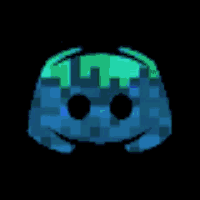 a pixel art drawing of a discord icon with a smiley face on it .