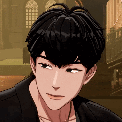 a close up of a man 's face with black hair