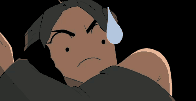 a cartoon of a person with a tear running down their face