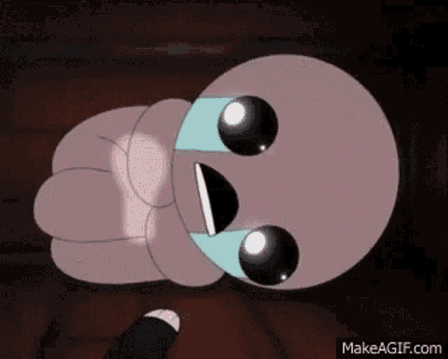 a cartoon character with a surprised look on his face is laying down on the floor .