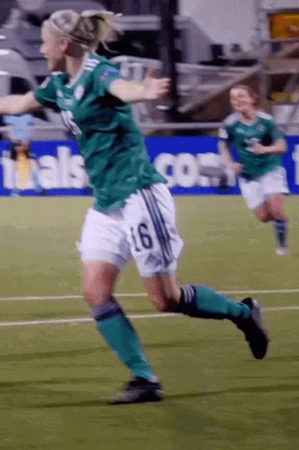 a soccer player with the number 16 on their shorts