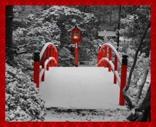 Snowy Bridge GIF - Snowy Bridge Red Bridge GIFs