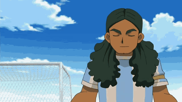 a man with long green hair is wearing a argentina jersey