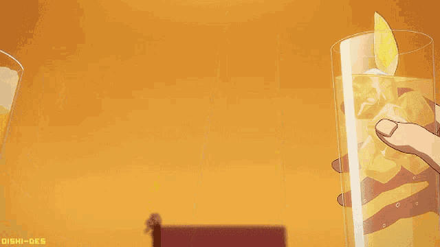 two glasses of beer are being toasted by a person with a dash of lemon
