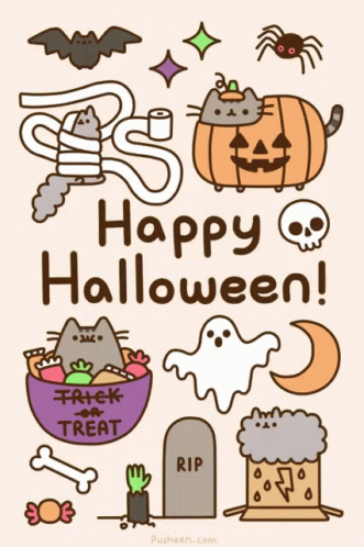 Cat Happy Halloween GIF - Cat Happy Halloween Pusheen GIFs