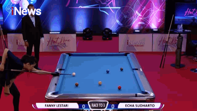 fanny lestari is playing pool against echa sudharto