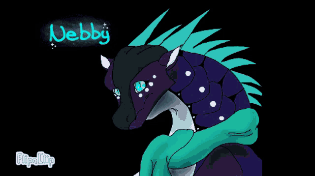 a drawing of a dragon with the name webby on the bottom
