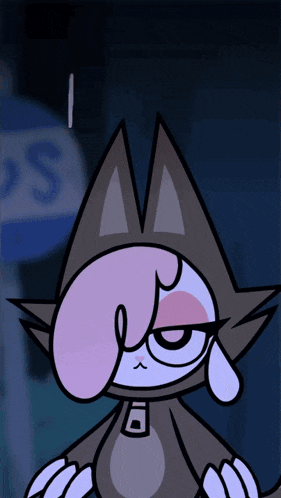 a cartoon drawing of a cat with a pink nose