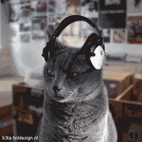 a pixel art of a cat wearing headphones with the website b3ta.hnldesign.nl in the corner