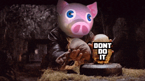 a cartoon pig holding a sign that says " dont do it "