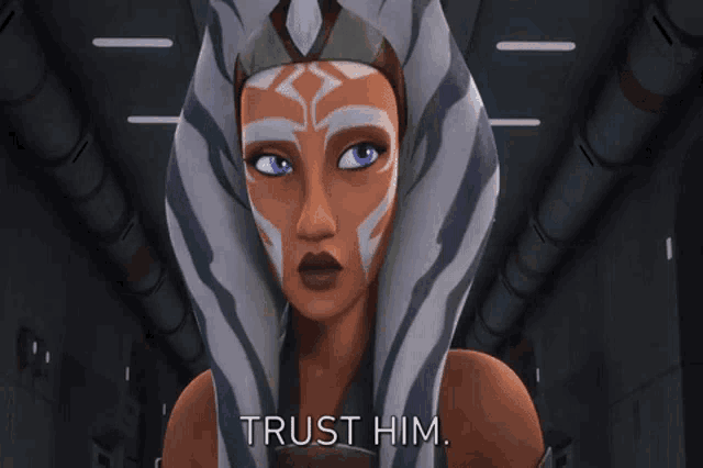 a cartoon character says " trust him " while wearing a turban