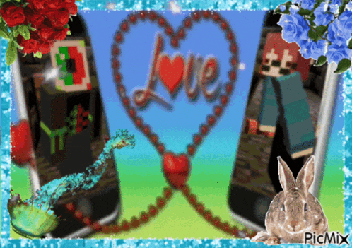 a picture of two phones with a heart and the word love in the middle