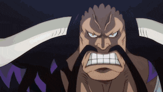 a cartoon character with a beard and horns is looking at the camera