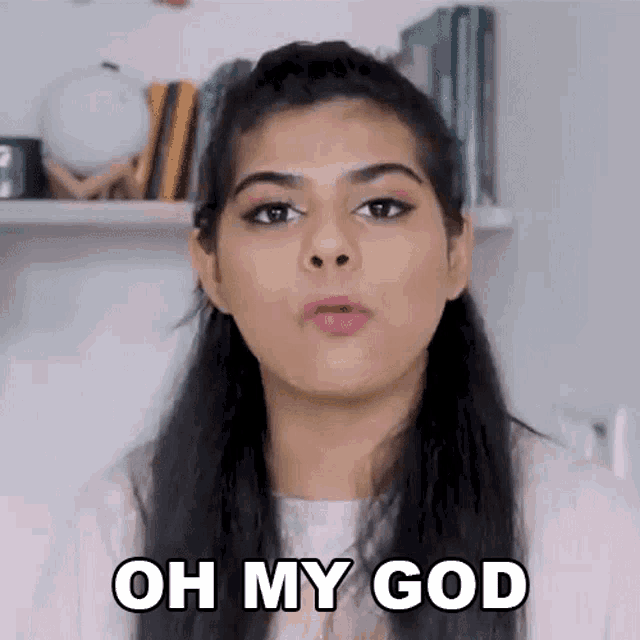 a woman is making a face and says `` oh my god '' .