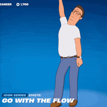 a cartoon of king of the hill says go with the flow on the bottom