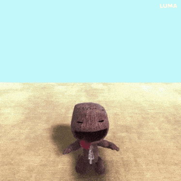 a cartoon character with a pink tongue sticking out and the word luma on the bottom right