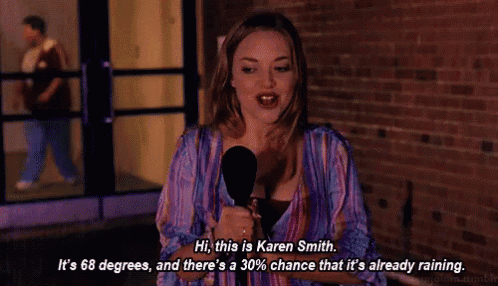 a woman is holding a microphone and saying hi this is karen smith ..
