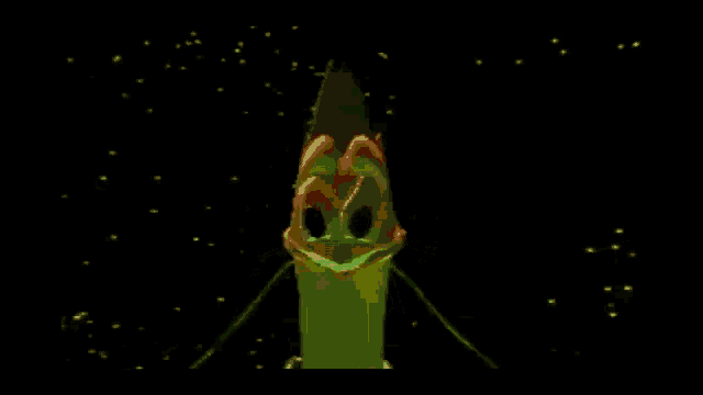 a cartoon of a person 's mouth with a green glowing teeth .