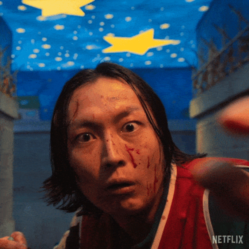 a man with blood on his face is in a netflix ad