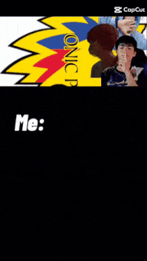 a sonic the hedgehog logo and a picture of a person with the caption " me "