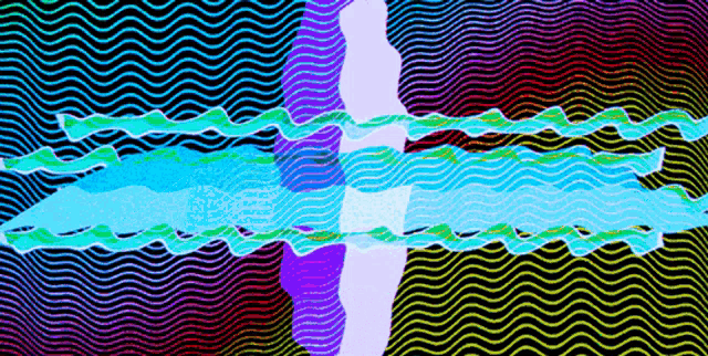a colorful background with waves and a purple stripe in the middle