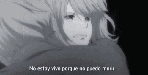 a black and white drawing of a girl with the words no estoy vivo porque no puedo morir