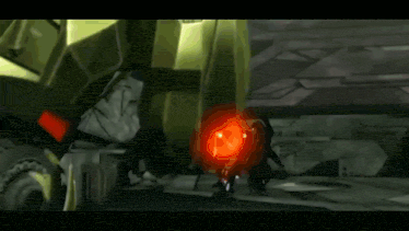 a video game character is standing in front of a large orange fireball