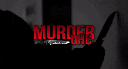 a poster for murder uhc with a knife on it