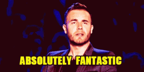 a man says absolutely fantastic in yellow letters