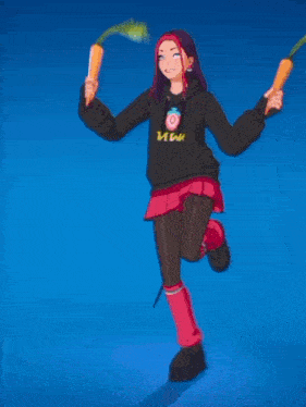 a girl in a black hoodie and pink skirt holding flowers